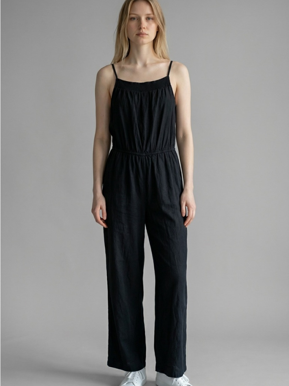 Old Navy Black Spaghetti-Strap Wide-Leg Gauze Jumpsuit